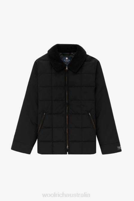 Woolrich Men Quilted Jacket in Ramar Cloth with Sherpa Shirt Collar-Aime Leon Dore Black Clothing J026743