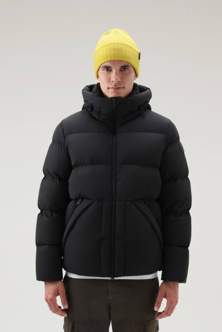 Woolrich Men Stretch Nylon Sierra Supreme Down Jacket Black Clothing J026747