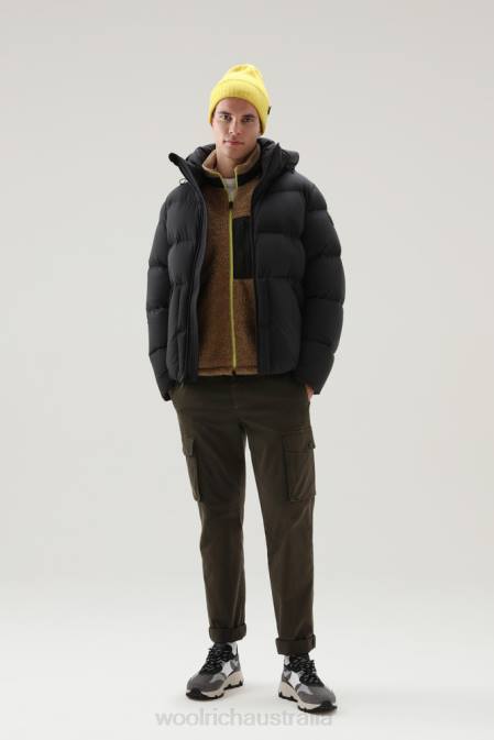 Woolrich Men Stretch Nylon Sierra Supreme Down Jacket Black Clothing J026747