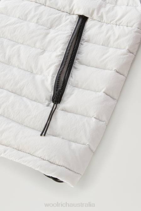 Woolrich Men Hybrid Jacket in Crinkle Nylon with quilted front and Hood Lunar Rock Clothing J026501