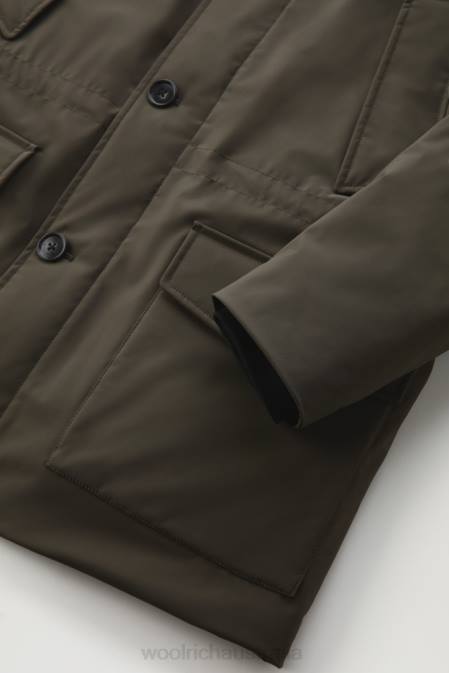 Woolrich Men Arctic Parka in Stretch Nylon Dark Green Clothing J026825