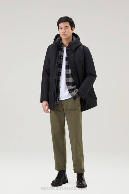 Woolrich Men Mountain GORE-TEX Waterproof Parka with Hood Off Black Clothing J026819