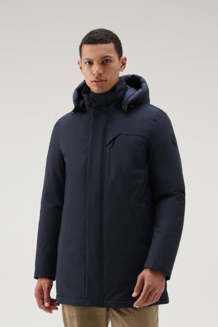 Woolrich Men Mountain Stretch Parka Melton Blue Clothing J026834
