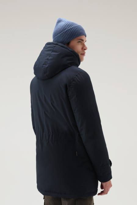 Woolrich Men Polar Parka with High Collar Melton Blue Clothing J026814