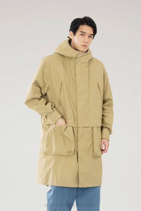 Woolrich Men Waterproof 3-in-1 Ridge Long Parka Beige Clothing J026608