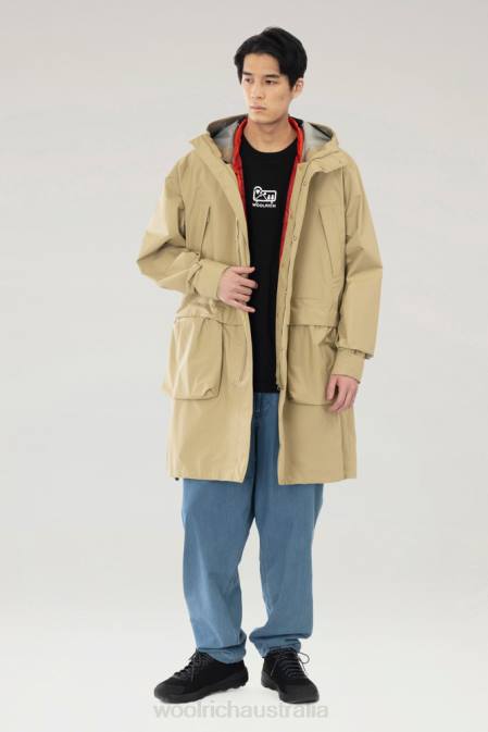 Woolrich Men Waterproof 3-in-1 Ridge Long Parka Beige Clothing J026608