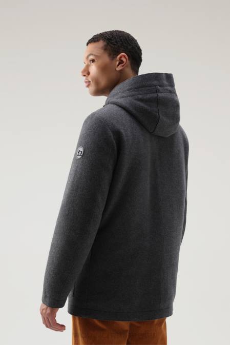 Woolrich Men Wool Blend Arctic Parka Charcoal Melange Clothing J026751