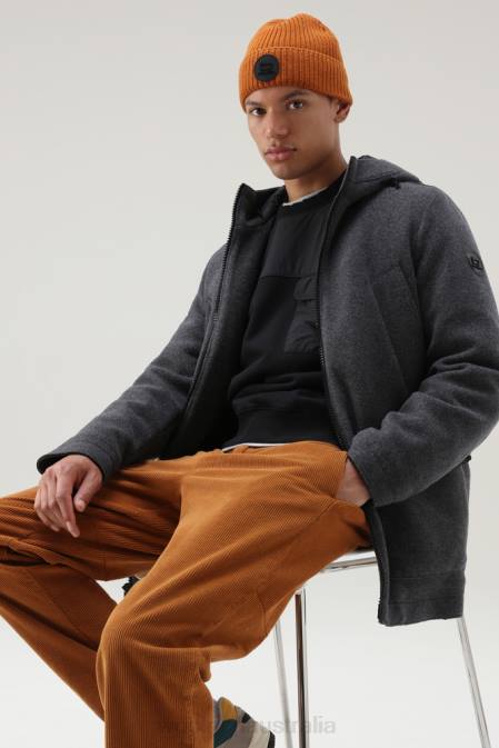 Woolrich Men Wool Blend Arctic Parka Charcoal Melange Clothing J026751