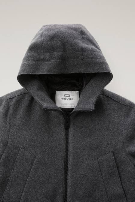 Woolrich Men Wool Blend Arctic Parka Charcoal Melange Clothing J026751