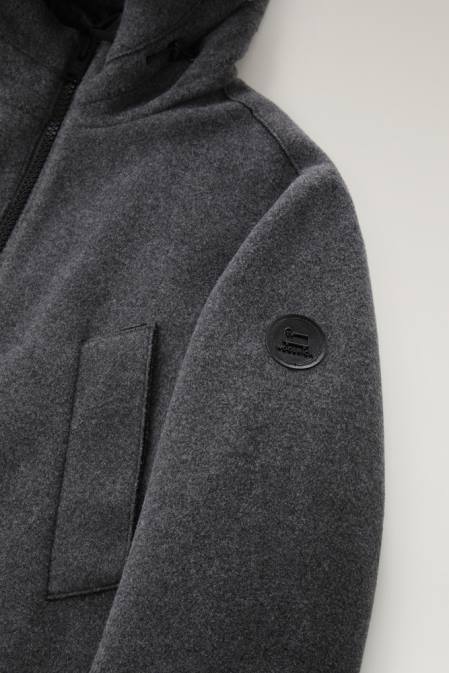 Woolrich Men Wool Blend Arctic Parka Charcoal Melange Clothing J026751