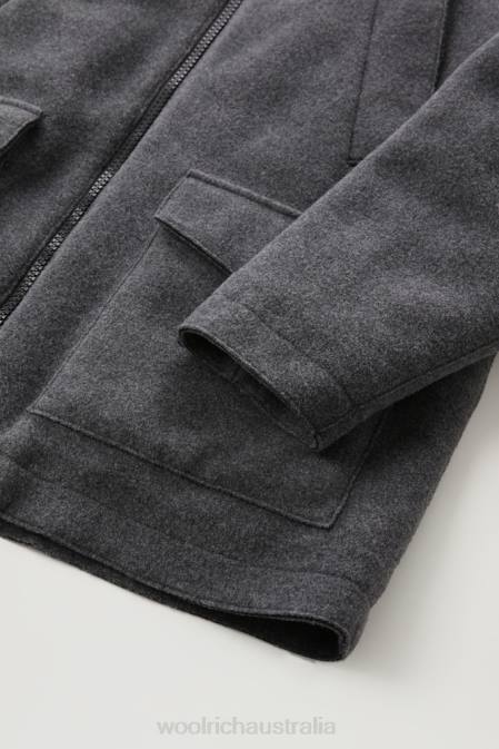 Woolrich Men Wool Blend Arctic Parka Charcoal Melange Clothing J026751