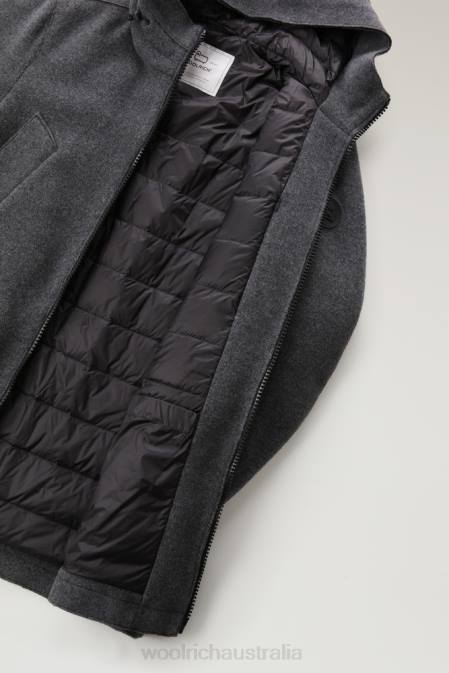 Woolrich Men Wool Blend Arctic Parka Charcoal Melange Clothing J026751