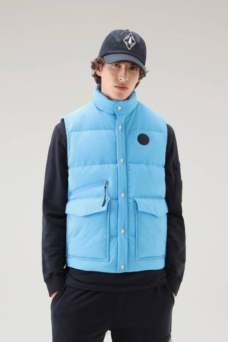 Woolrich Men Aleutian Quilted Vest in recycled Eco Taslan Nylon Bonnie Blue Clothing J026406