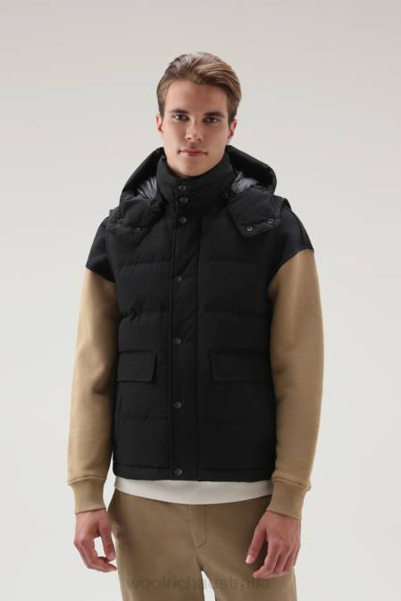 Woolrich Men Aleutian Vest with Detachable Hood Black Clothing J026773