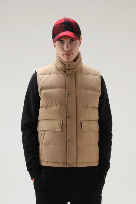 Woolrich Men Aleutian Vest with Detachable Hood Gold Khaki Clothing J026766