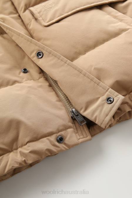 Woolrich Men Aleutian Vest with Detachable Hood Gold Khaki Clothing J026766