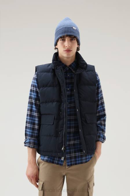 Woolrich Men Aleutian Vest with Detachable Hood Melton Blue Clothing J026774