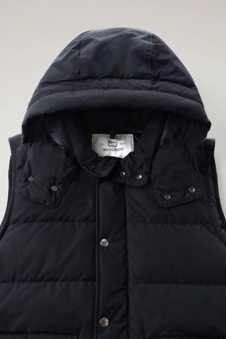 Woolrich Men Aleutian Vest with Detachable Hood Melton Blue Clothing J026774
