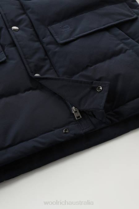 Woolrich Men Aleutian Vest with Detachable Hood Melton Blue Clothing J026774