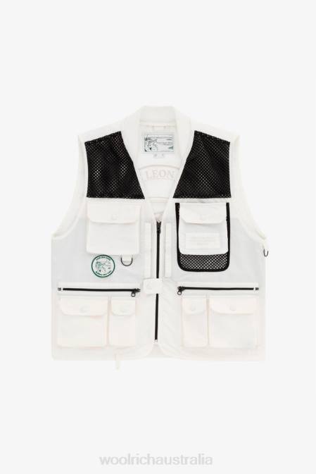 Woolrich Men Fly Fishing Multi-Pocket Vest in Eco Ramar Fabric-Aime Leon Dore Coconut Milk Clothing J026800