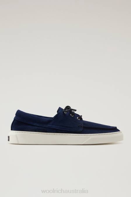 Woolrich Men Boat Shoes in Suede Leather Blue Footwear J026514