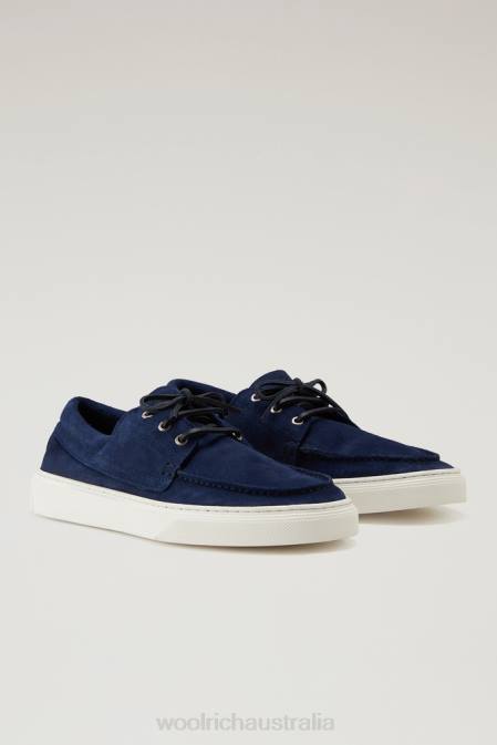 Woolrich Men Boat Shoes in Suede Leather Blue Footwear J026514