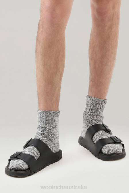 Woolrich Men Sandals in Vegan Leather with Buckles Black Footwear J026636