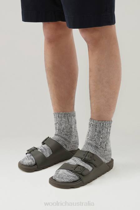 Woolrich Men Sandals in Vegan Leather with Buckles Green Footwear J026443