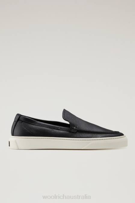 Woolrich Men Slip-on Loafers in Leather Black Footwear J026609