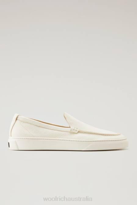 Woolrich Men Slip-on Loafers in Leather Whipped Cream Footwear J026622