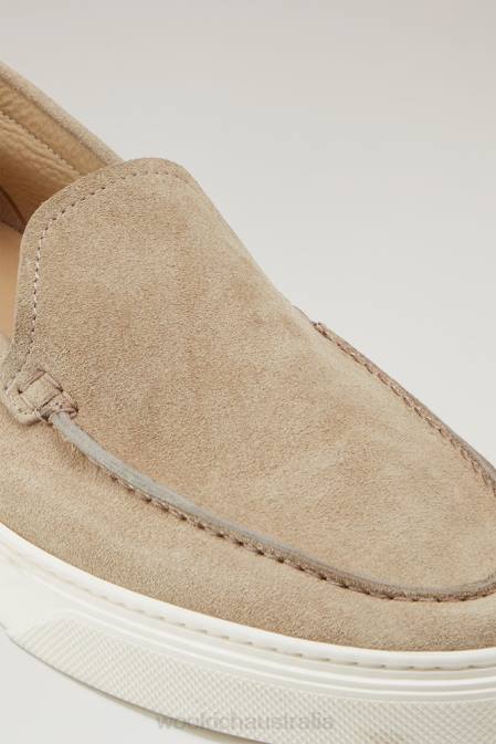 Woolrich Men Slip-on Loafers in Suede Beige Footwear J026385
