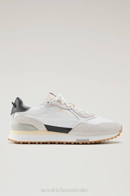 Woolrich Men Retro Sneakers in Leather with Nylon Details White White Footwear J026615
