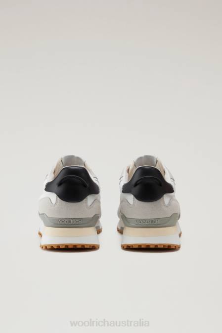 Woolrich Men Retro Sneakers in Leather with Nylon Details White White Footwear J026615