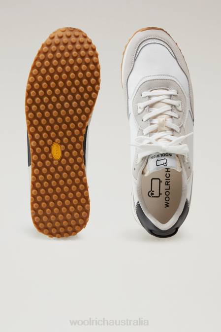 Woolrich Men Retro Sneakers in Leather with Nylon Details White White Footwear J026615