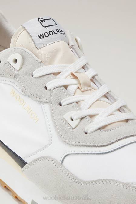 Woolrich Men Retro Sneakers in Leather with Nylon Details White White Footwear J026615