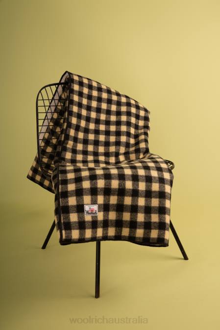 Woolrich Unisex Archival Wool and Sherpa Buffalo Check Blanket Khaki Buffalo Accessories J026663