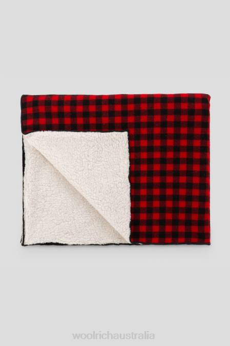 Woolrich Unisex Archival Wool and Sherpa Buffalo Check Blanket Red Buffalo Accessories J026647