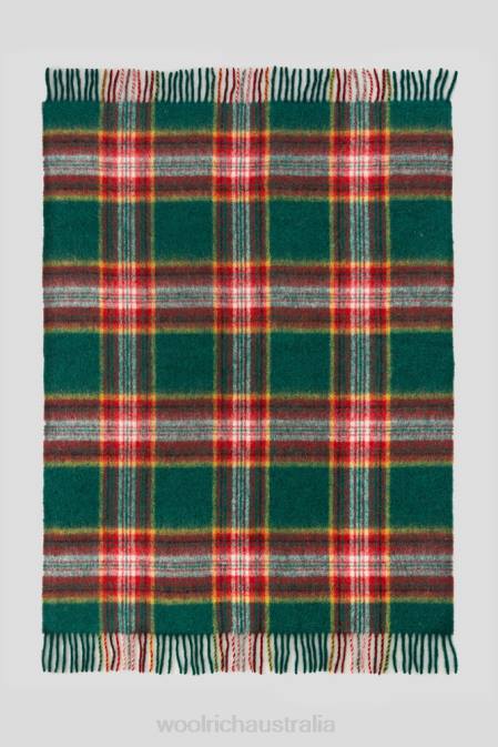 Woolrich Unisex Blanket in an Alpaca, Mohair, and Wool Blend Waxed Green Accessories J026692