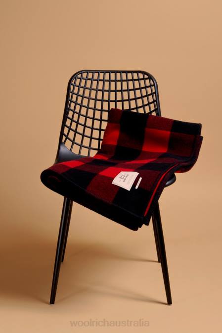 Woolrich Unisex Buffalo Check Pure Wool Blanket-Made in Italy Red Buffalo Accessories J026354