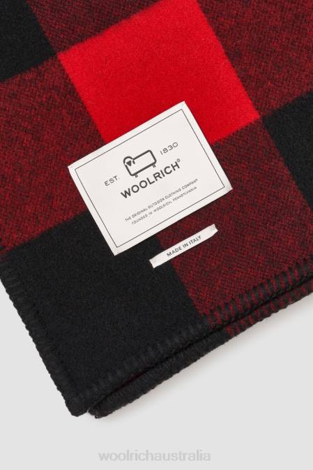 Woolrich Unisex Buffalo Check Pure Wool Blanket-Made in Italy Red Buffalo Accessories J026354