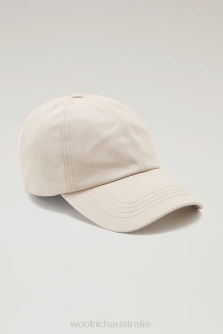 Woolrich Unisex Logo Baseball Cap in Blend Cotton Beach Sand Accessories J026142