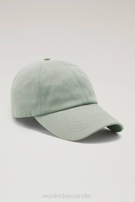 Woolrich Unisex Logo Baseball Cap in Blend Cotton Harbor Green Accessories J026150