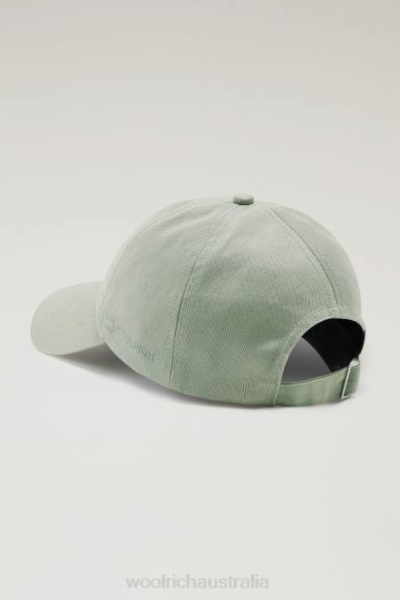 Woolrich Unisex Logo Baseball Cap in Blend Cotton Harbor Green Accessories J026150