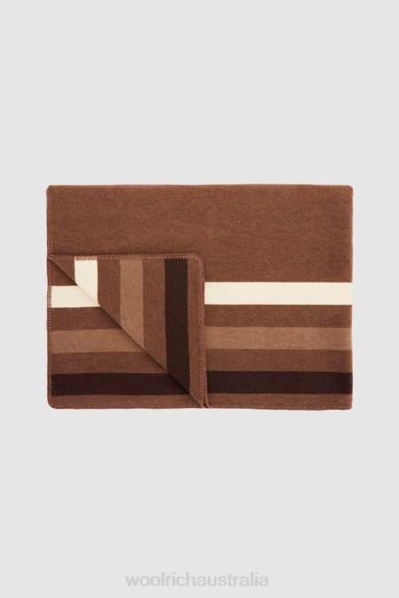 Woolrich Unisex Striped Wool Blend Blanket Camel Stripe Accessories J026676