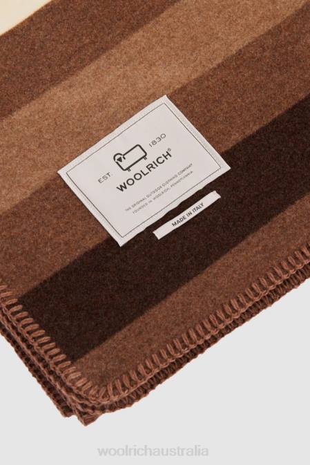 Woolrich Unisex Striped Wool Blend Blanket Camel Stripe Accessories J026676