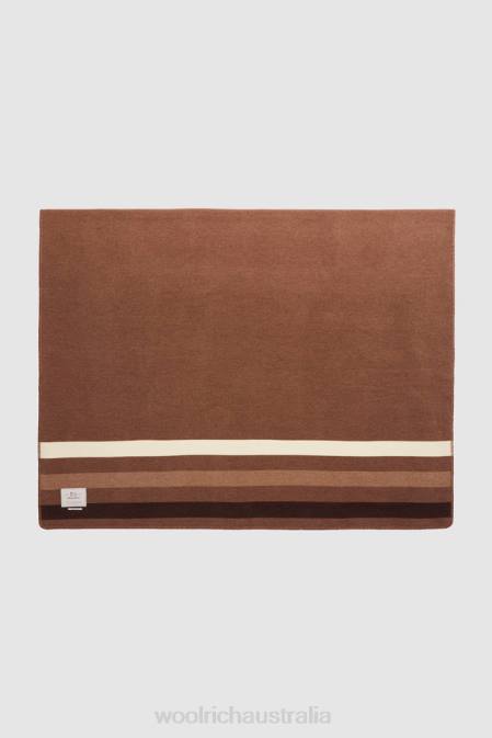 Woolrich Unisex Striped Wool Blend Blanket Camel Stripe Accessories J026676