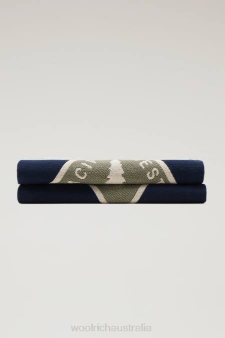 Woolrich Unisex Trails Blanket in Pure Cotton Melton Blue Accessories J02687