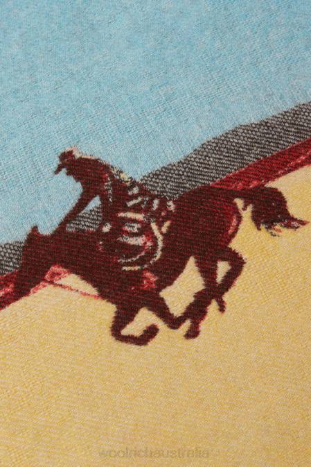 Woolrich Unisex Wool Blend Jacquard Landscape Blanket-One Of These Days Sky Blue Accessories J026325