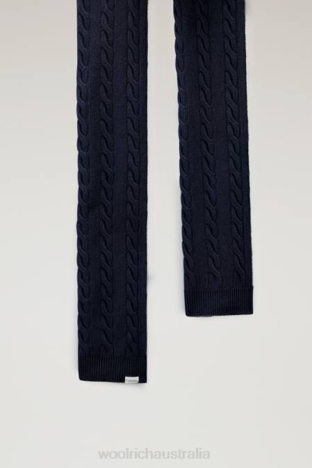 Woolrich Women Garment-Dyed Cable-knit Scarf Dark Blue Accessories J026270