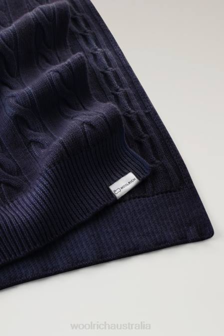 Woolrich Women Garment-Dyed Cable-knit Scarf Dark Blue Accessories J026270